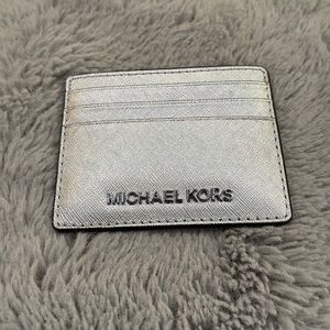 MK Silver leather card holder